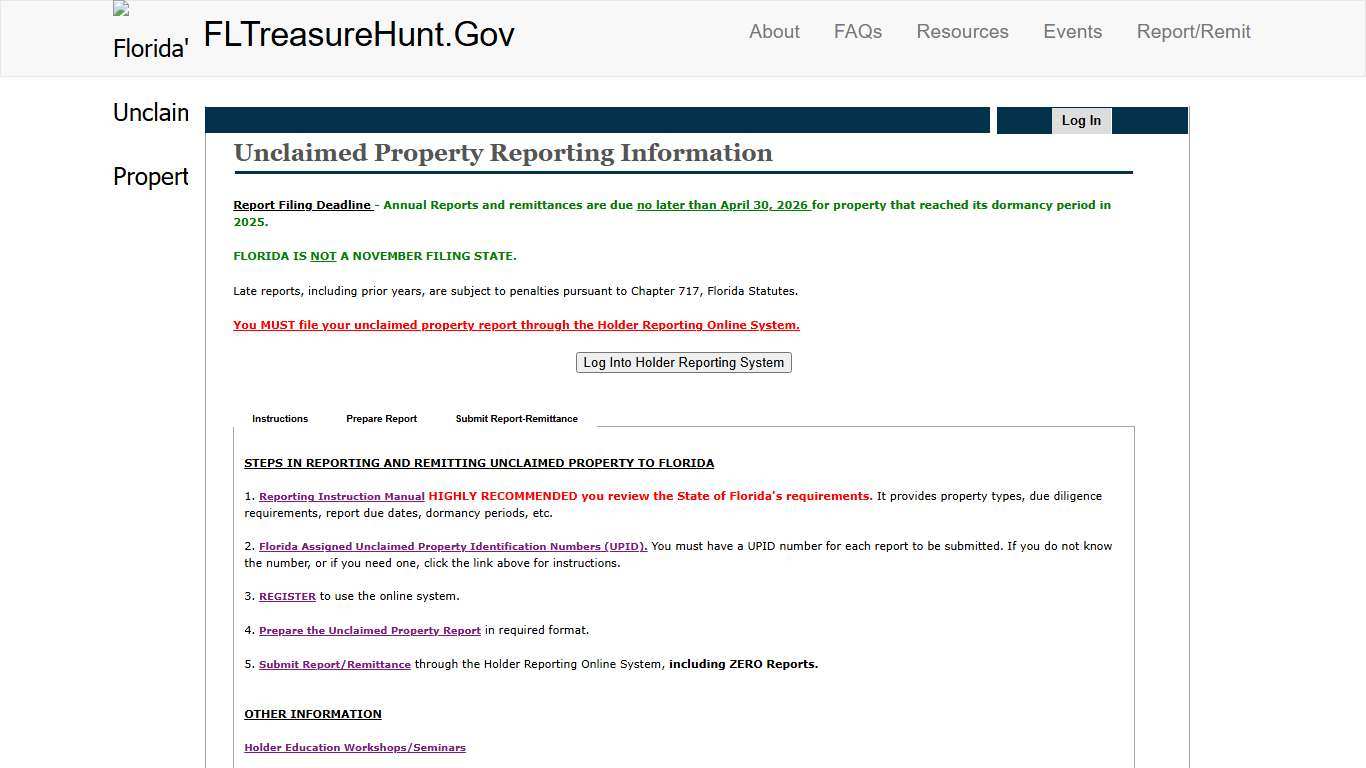 Florida Unclaimed Property -